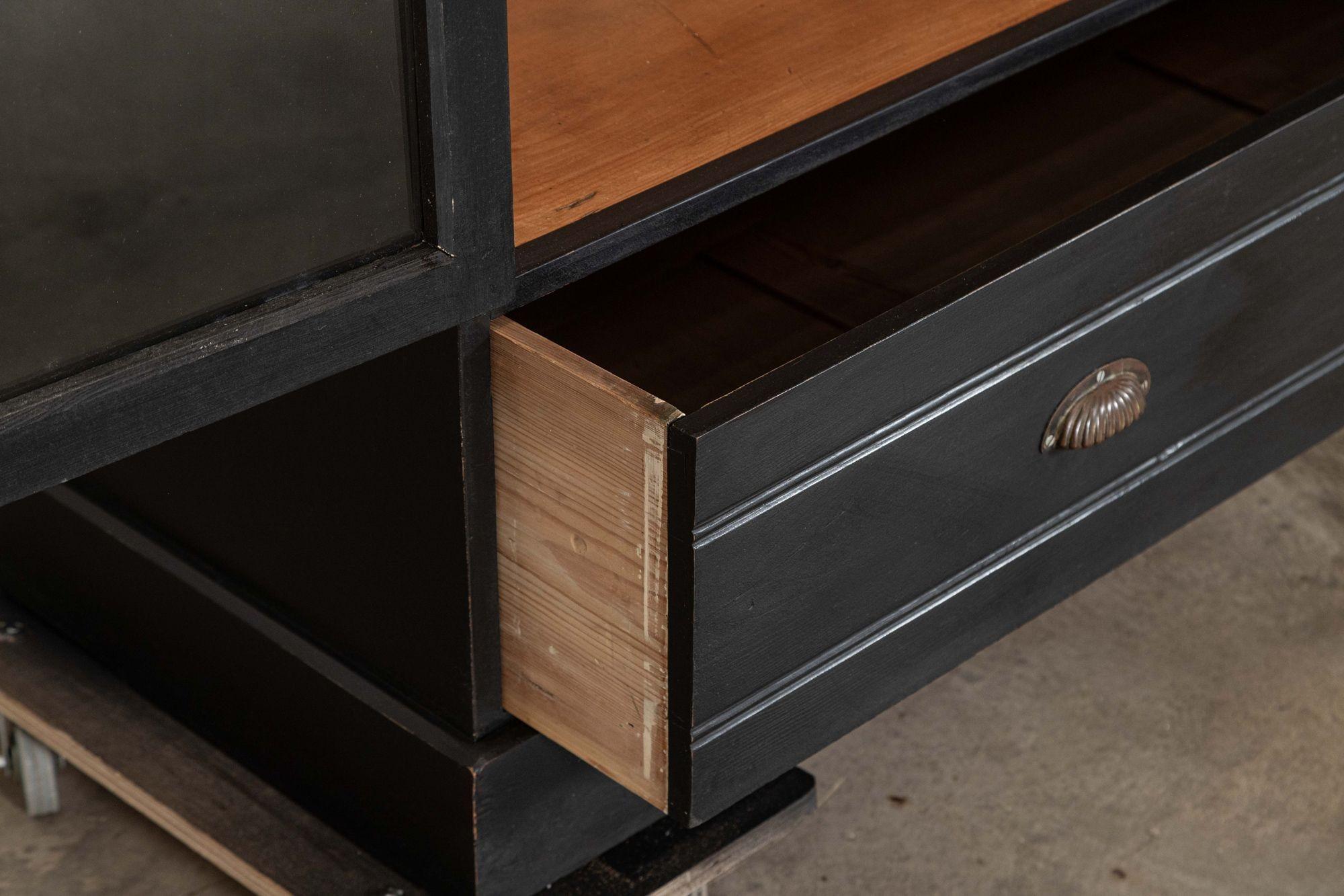 Grande armadio per governanti in pino ebanizzato smaltato del XIX secolo in vendita 6