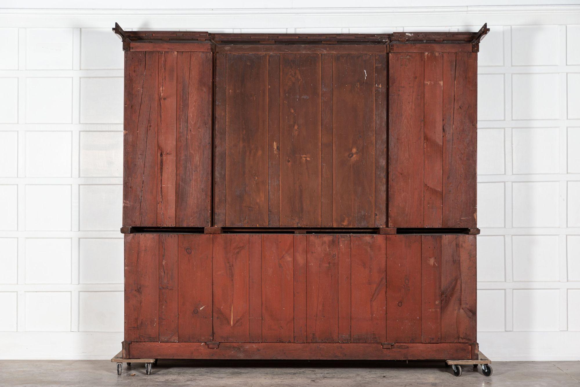 Large 19thC English Breakfront Glazed Mahogany Collectors Cabinet / Bookcase For Sale 14