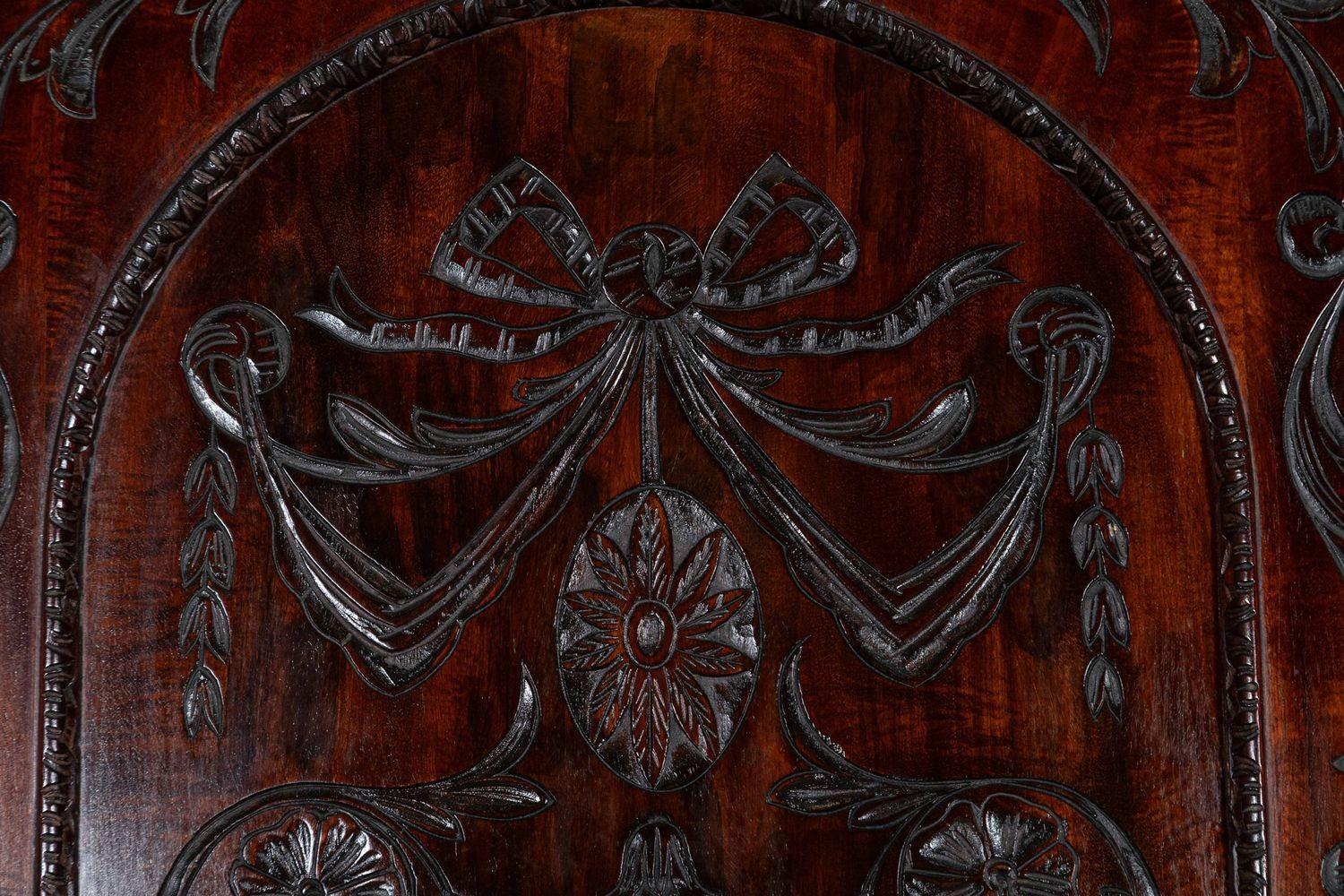 Large 19thC English Breakfront Mahogany Carved Linen Press For Sale 9
