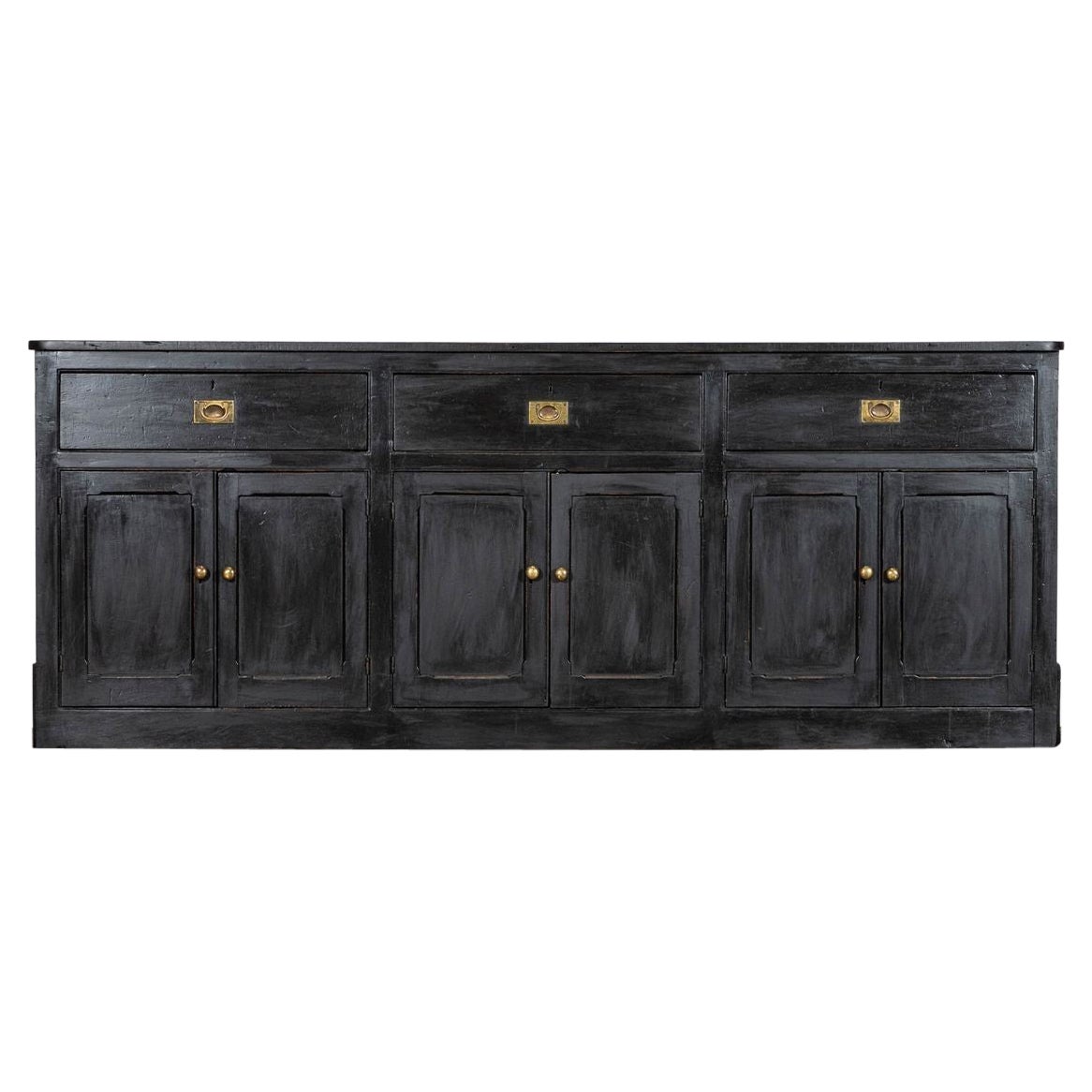 Large 19thC English Country Ebonised Pine Dresser Base
