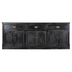 Large 19thC English Country Ebonised Pine Dresser Base