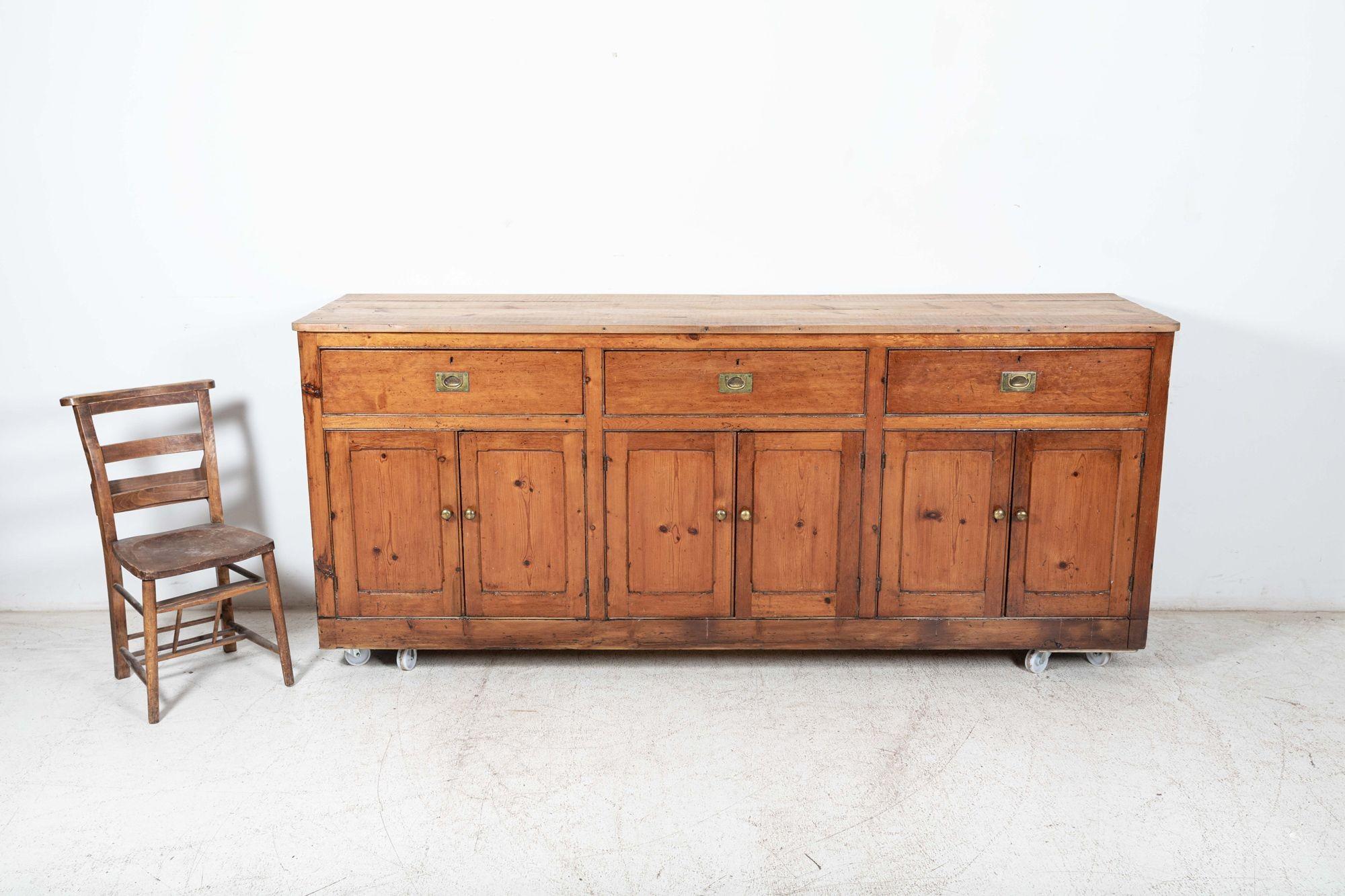 Large 19th C English Country Pine Dresser Base For Sale 14
