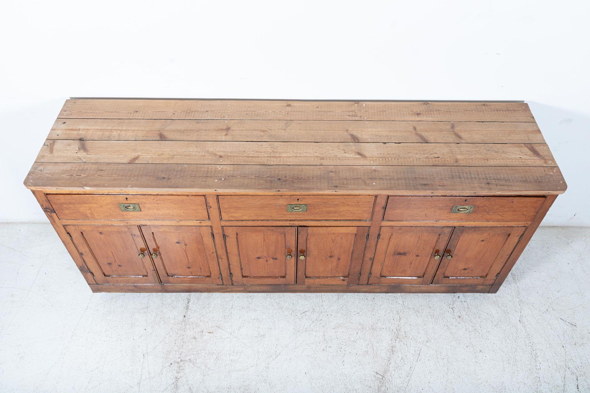Large 19th C English Country Pine Dresser Base For Sale 3
