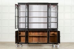 Large 19thC English Ebonised Breakfront Glazed Pine Dresser