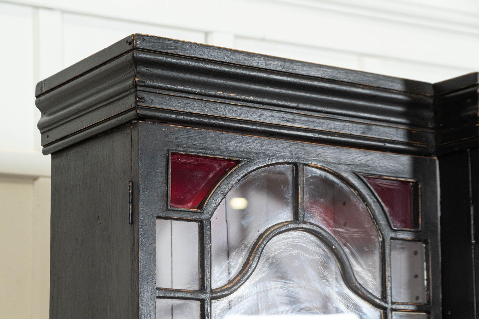 Large 19thC English Ebonised Breakfront Glazed Pine Dresser For Sale 4