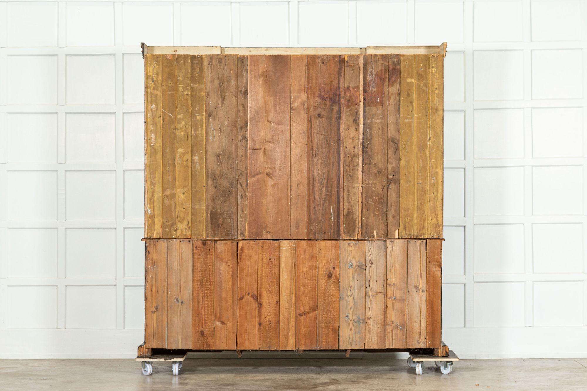 Large 19thC English Ebonised Breakfront Glazed Pine Dresser For Sale 5