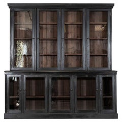 Large 19thC English Ebonised Glazed Mahogany Bookcase