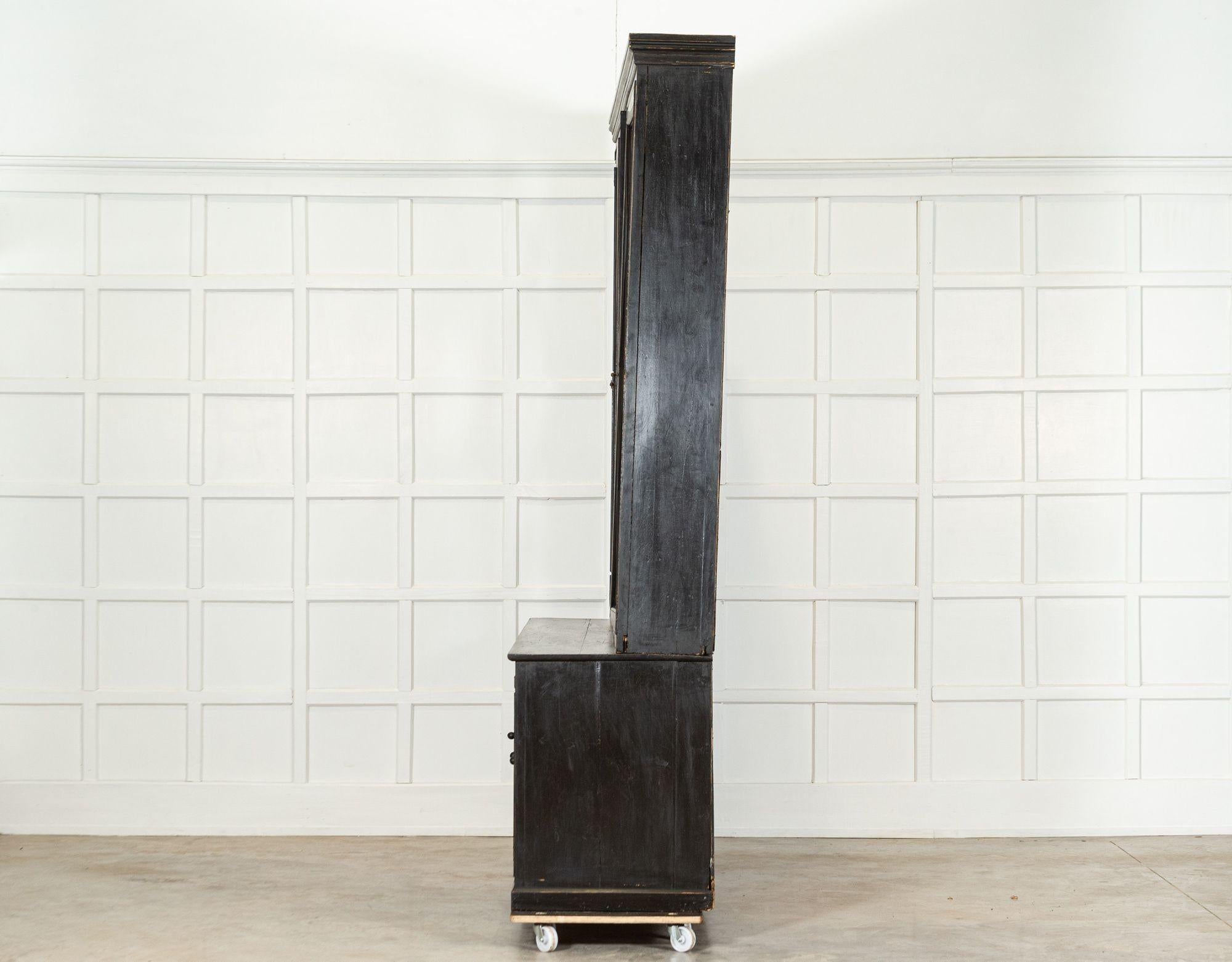 Large 19thC English Ebonised Glazed Pine Dresser For Sale 2