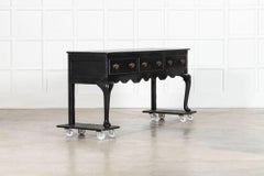 Large 19thC English Ebonised & Lacquered Oak Dresser Base