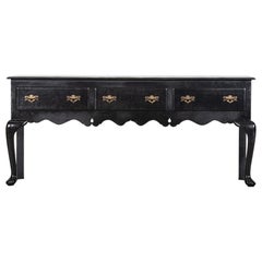 Large 19thC English Ebonised & Lacquered Oak Dresser Base