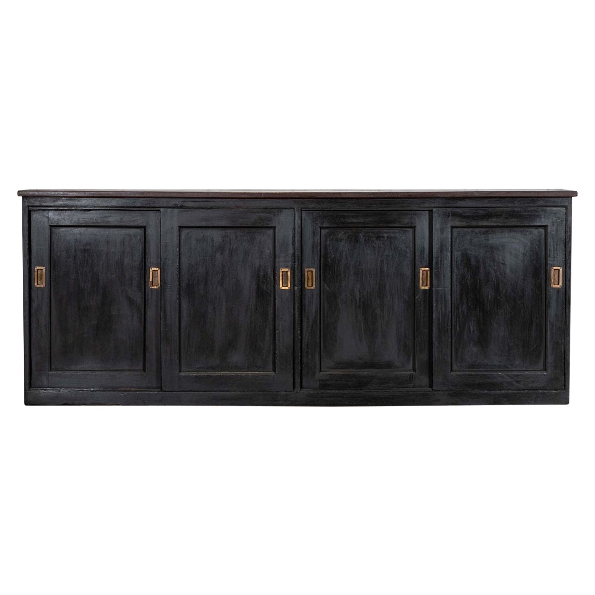 Large 19thC English Ebonised Mahogany Shop Counter / Dresser Base