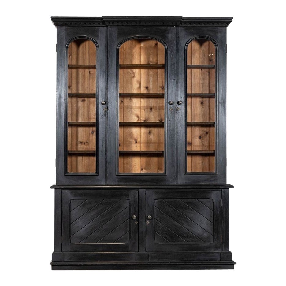 Grande libreria inglese del XIX secolo in Oak Oak ebanizzato e smaltato in vendita