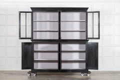 Large 19thC English Ebonised Oak Glazed Cabinet