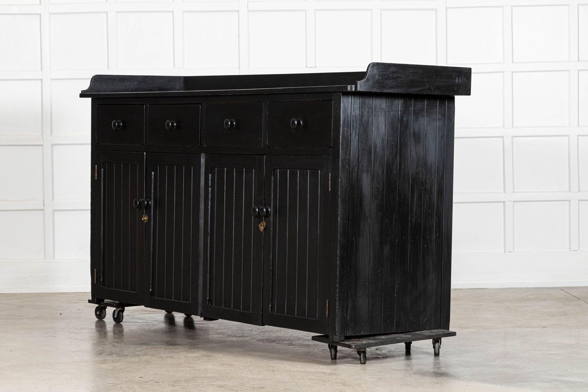 Large 19thC English Ebonised Pine Dresser Base For Sale 2