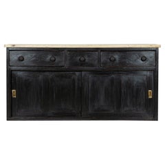 Large 19thC English Ebonised Pine Dresser Base Antique Large 19thC English Ebonised Pine Dresser Base