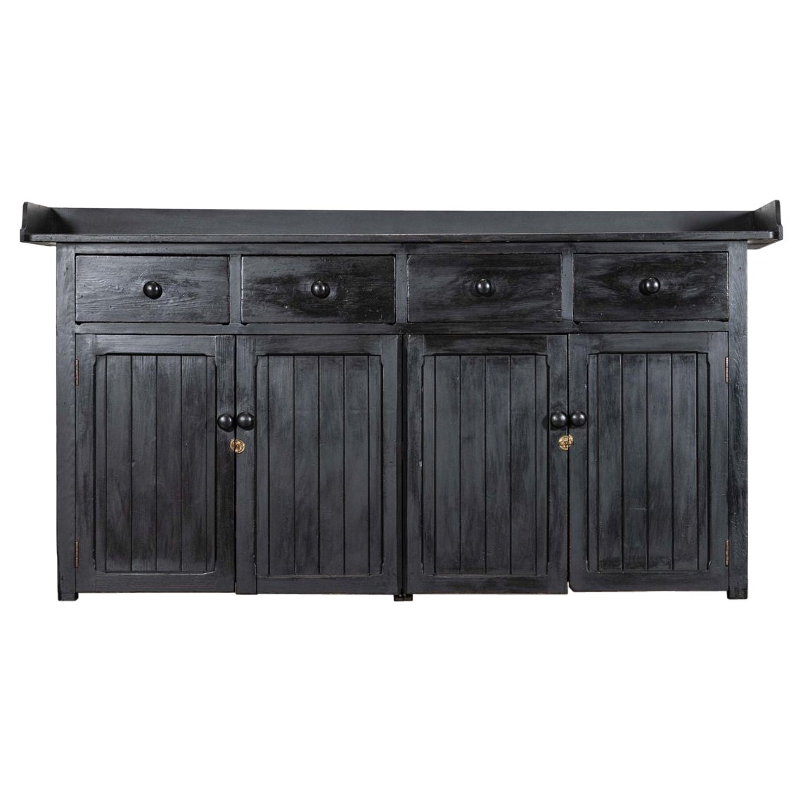 Large 19thC English Ebonised Pine Dresser Base For Sale