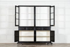Large 19thC English Ebonised Pine Glazed Dresser
