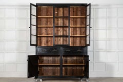 Large 19thC English Ebonised Pine Glazed Dresser