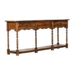 Large 19thC English Elm Potboard Dresser Base