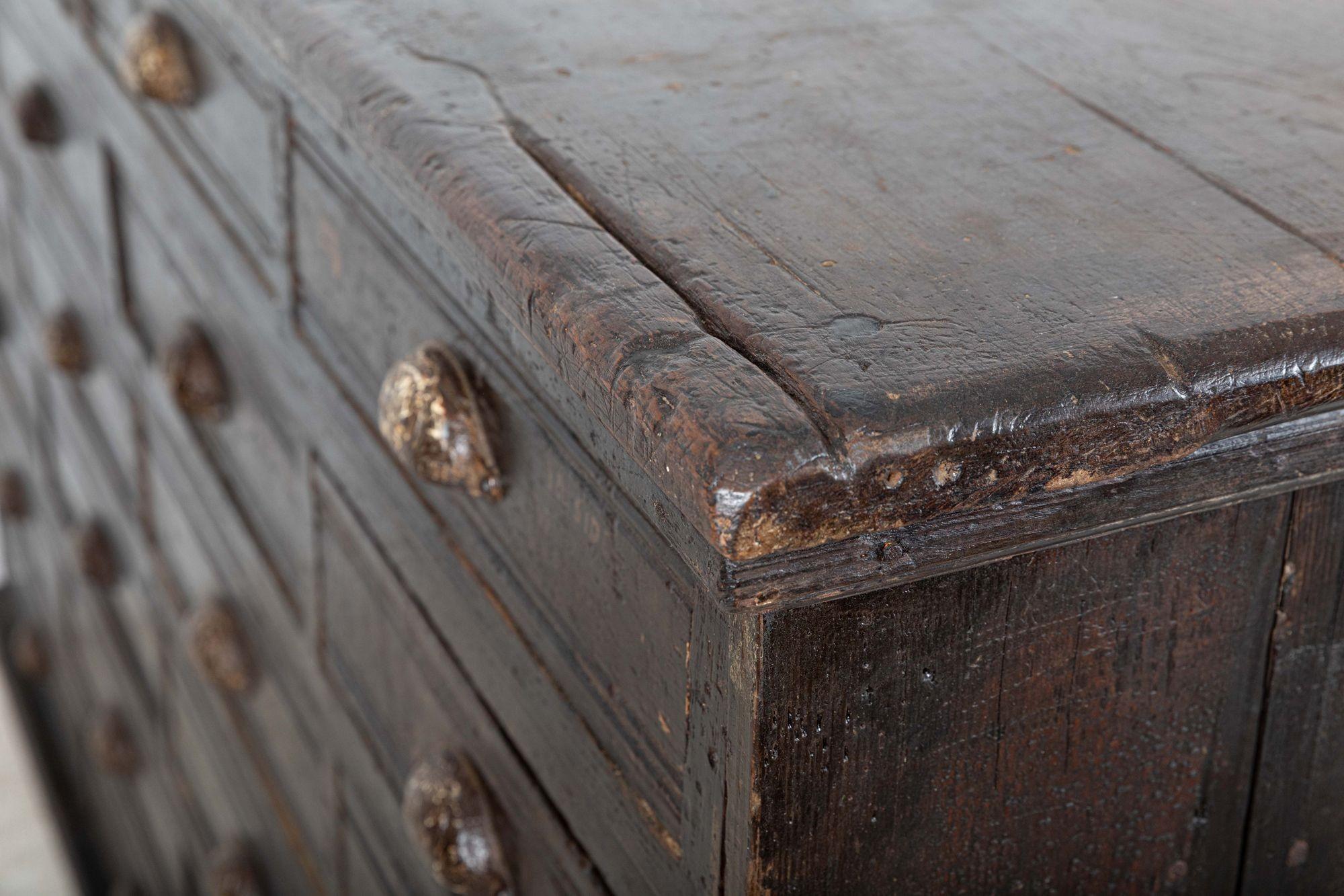 Large 19th C English Engineers Ebonised Bank of Drawers For Sale 4