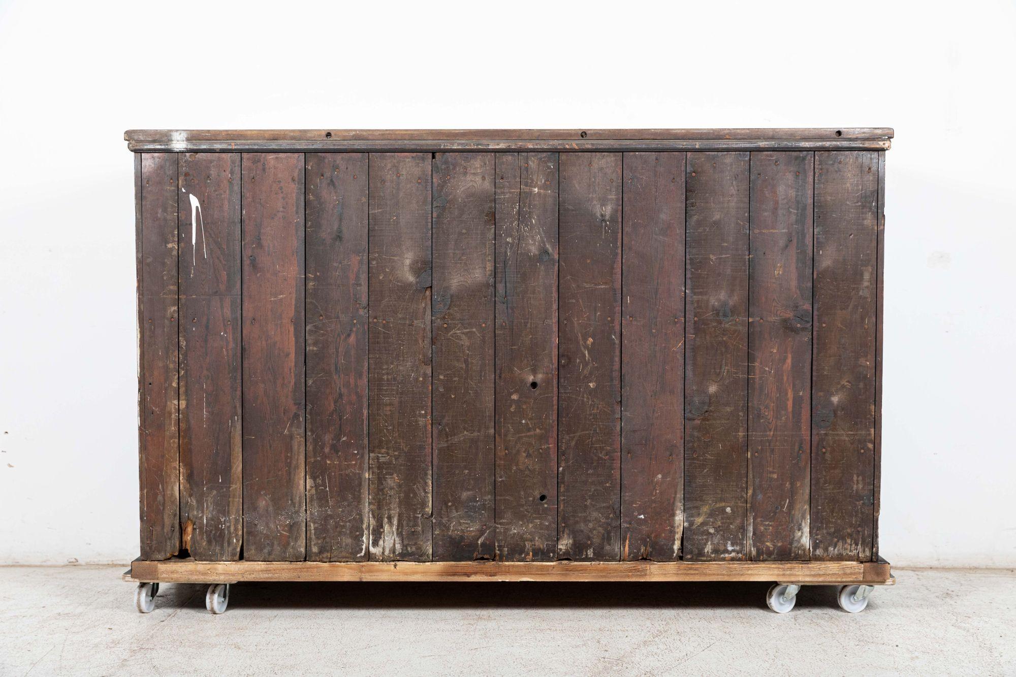 Large 19th C English Engineers Ebonised Bank of Drawers For Sale 12