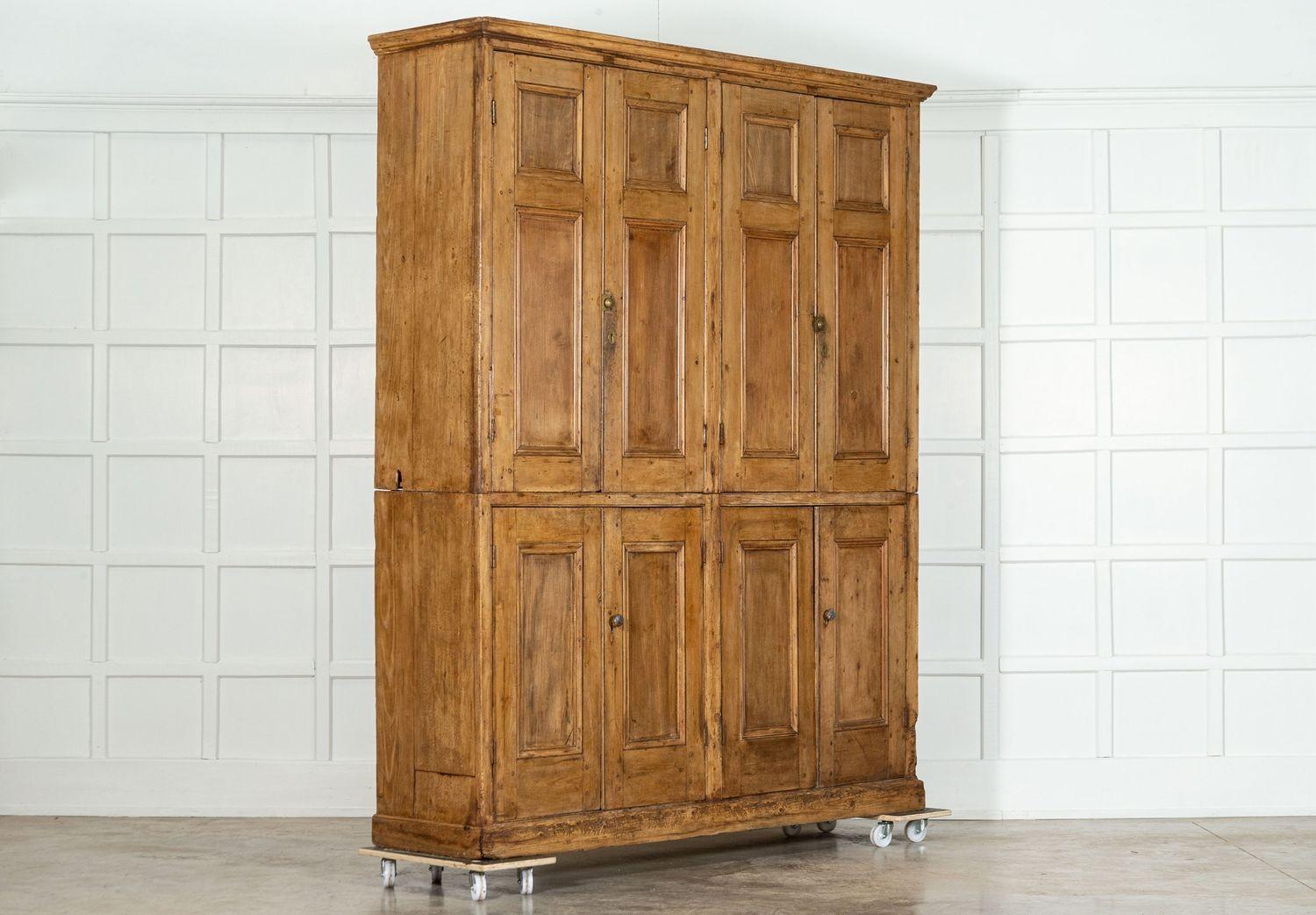 Large 19thC English Estate Made Pine Housekeepers Cupboard In Good Condition For Sale In Staffordshire, GB
