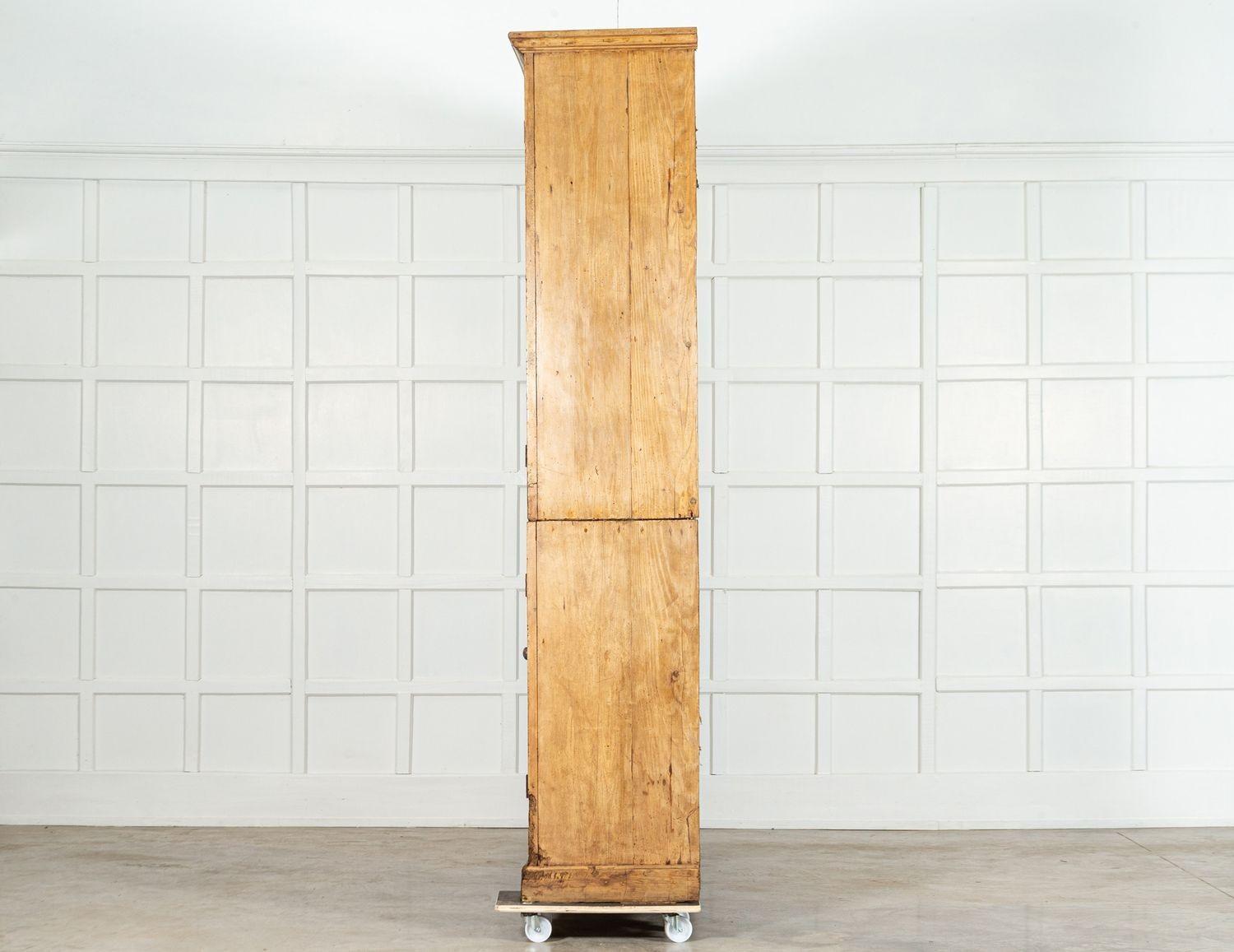 Large 19thC English Estate Made Pine Housekeepers Cupboard For Sale 2