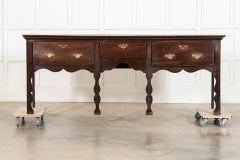 Large 19thC English Georgian Oak Dresser Base