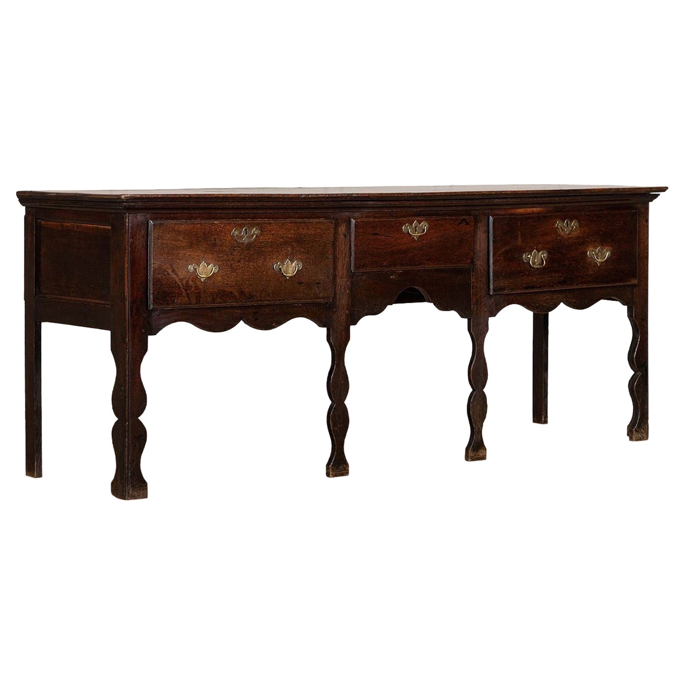 Large 19thC English Georgian Oak Dresser Base