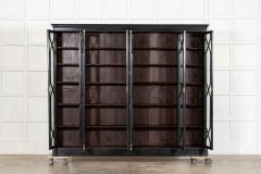 Large 19thC English Glazed Ebonised Mahogany Bookcase