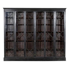 Large 19thC English Glazed Ebonised Mahogany Bookcase