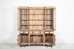Large 19thC English Glazed Inverted Breakfront Pine Dresser