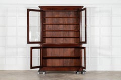 Large 19thC English Glazed Mahogany Bookcase Cabinet