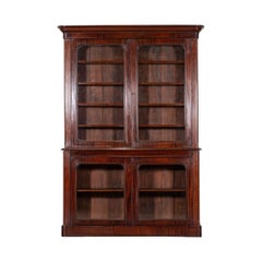 Large 19thC English Glazed Mahogany Bookcase Cabinet