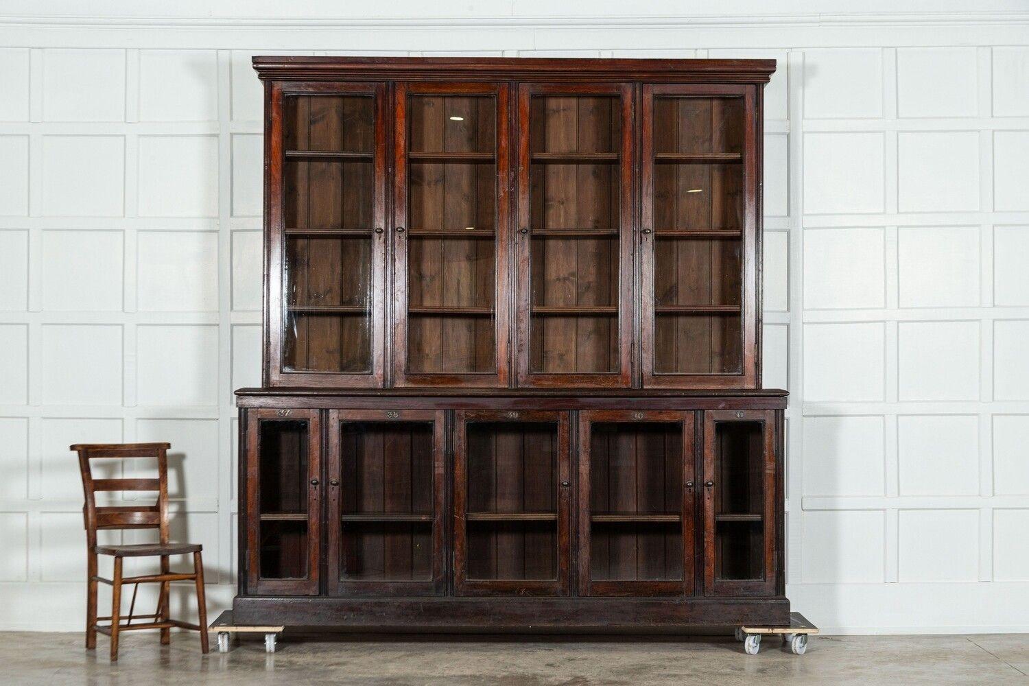 19th Century Large 19thC English Glazed Mahogany Bookcase For Sale