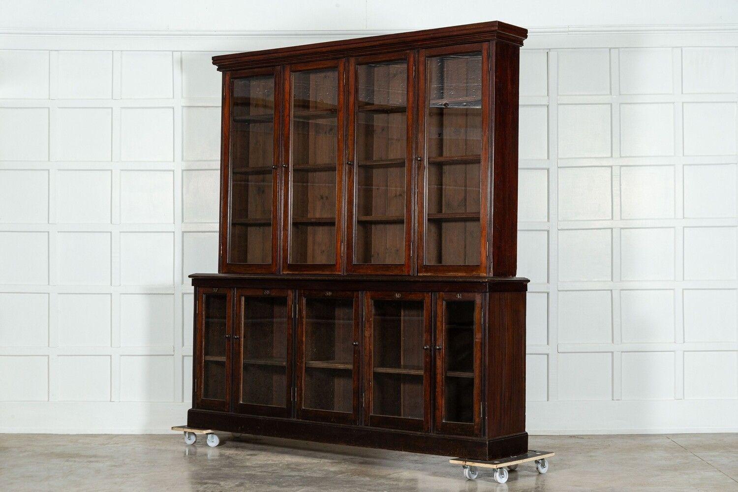 Large 19thC English Glazed Mahogany Bookcase For Sale 1