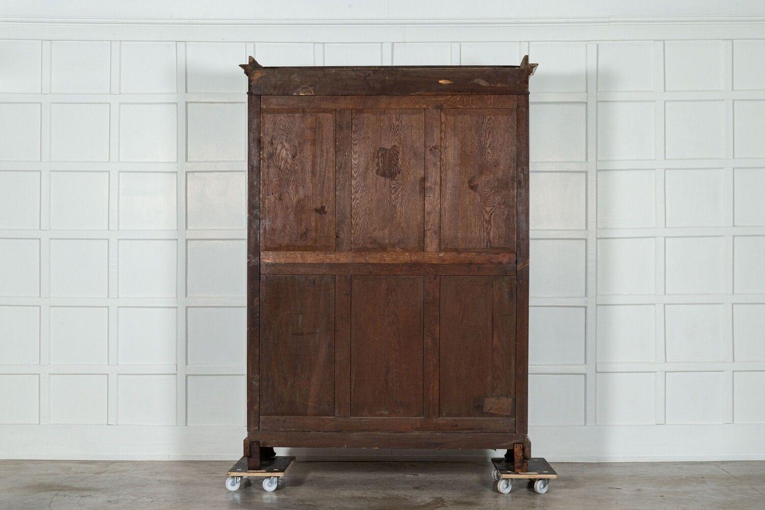 Large 19thC English Glazed Mahogany & Oak Bookcase / Vitrine For Sale 6