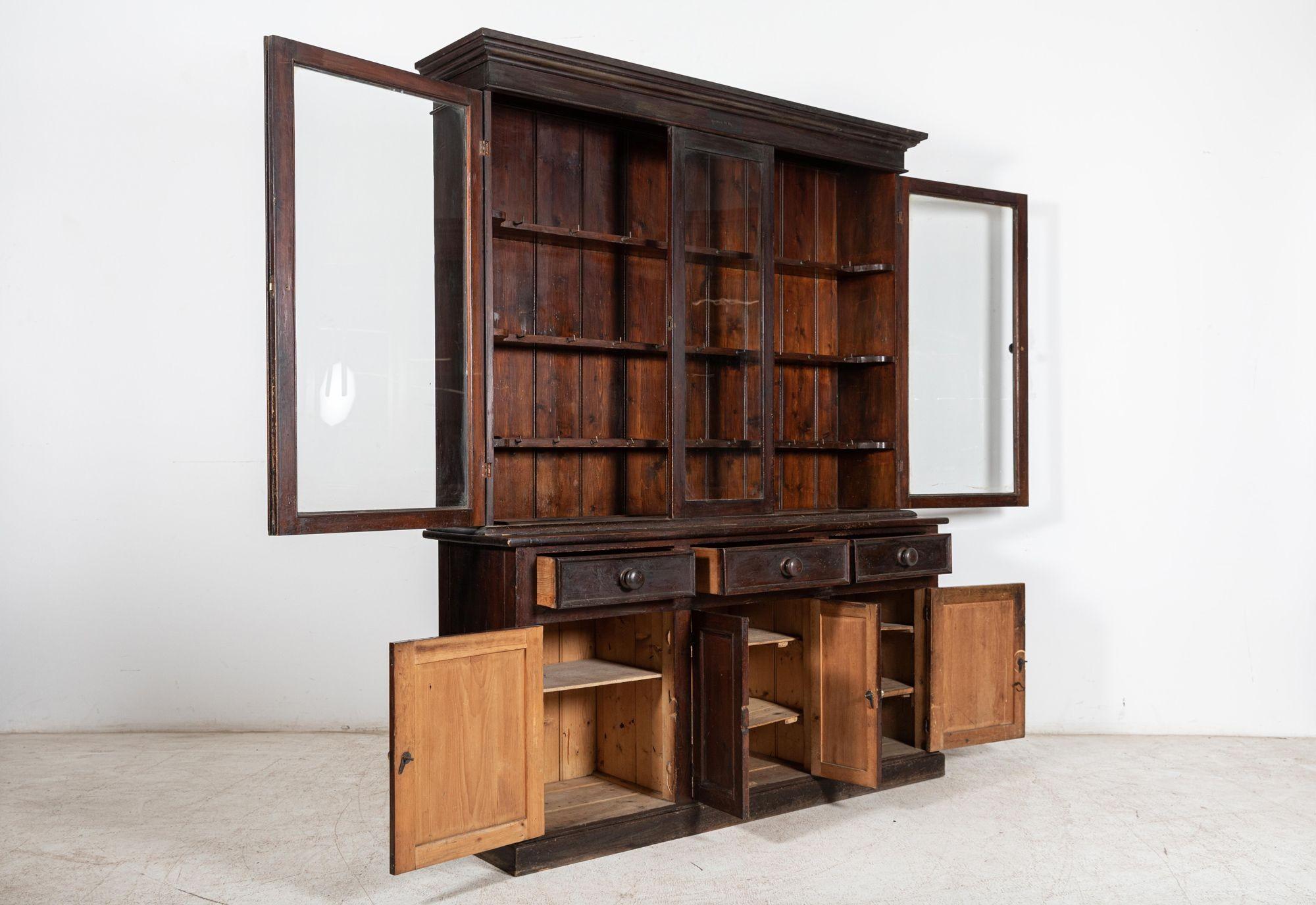 Mid-19th Century Large 19th C English Glazed Pine Dresser For Sale
