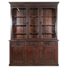 Antique Large 19th C English Glazed Pine Dresser