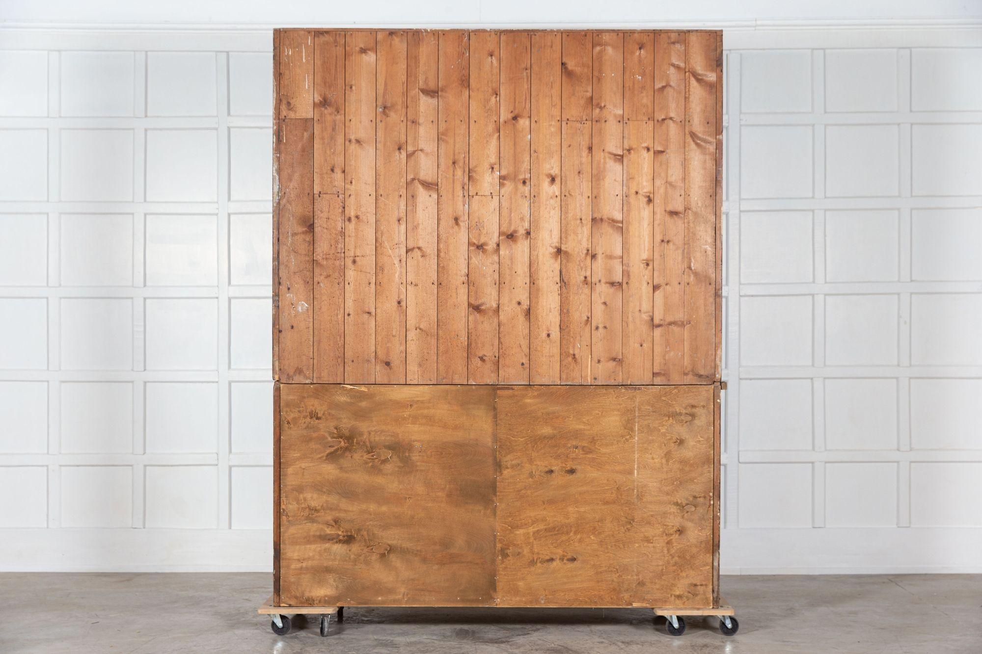 Large 19thC English Glazed Pine Haberdashery Cabinet For Sale 11