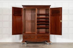 Large 19thC English Inlaid Mahogany Double Wardrobe