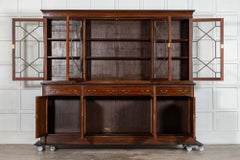 Large 19thC English Inlaid Mahogany Maple & Co Library Bookcase