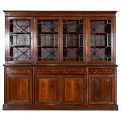 Large 19thC English Inlaid Mahogany Maple & Co Library Bookcase