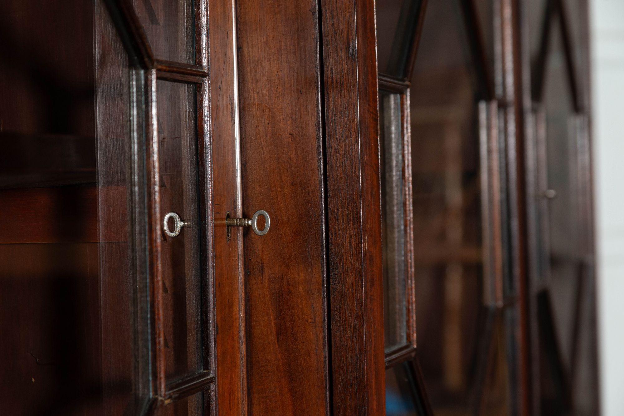 Large 19thC English Mahogany Astragal Glazed Breakfront Bookcase For Sale 5