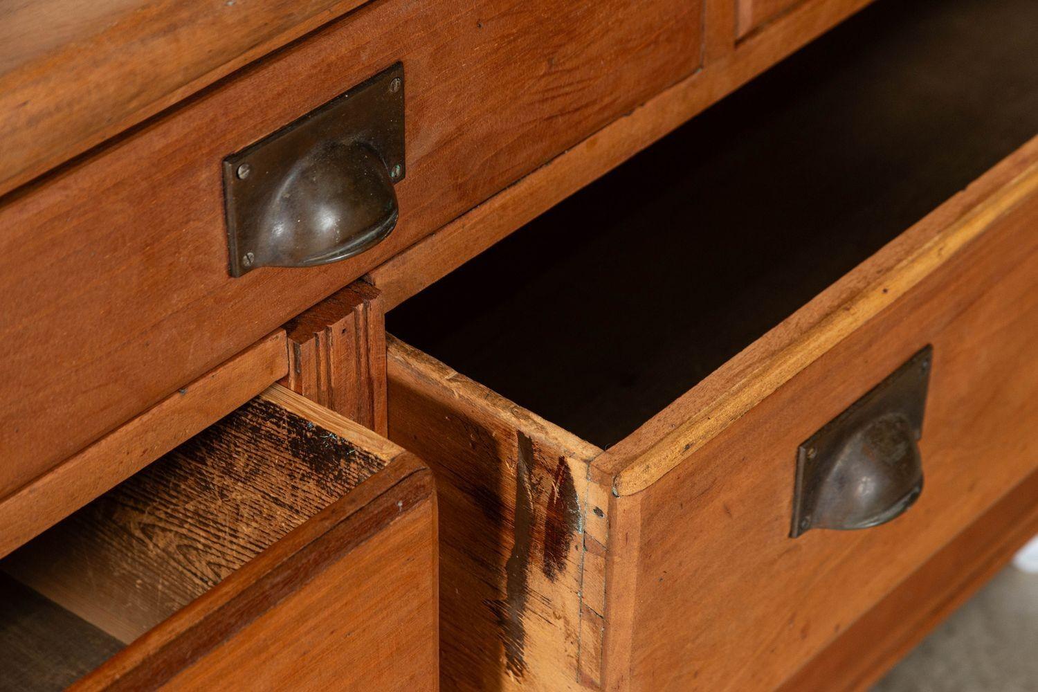 Large 19thC English Mahogany Bank Drawers For Sale 5