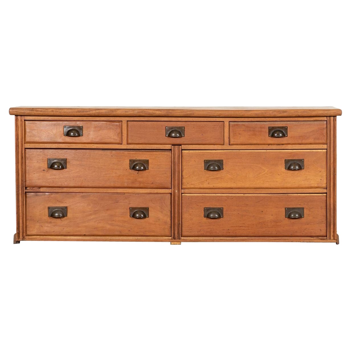 Large 19thC English Mahogany Bank Drawers