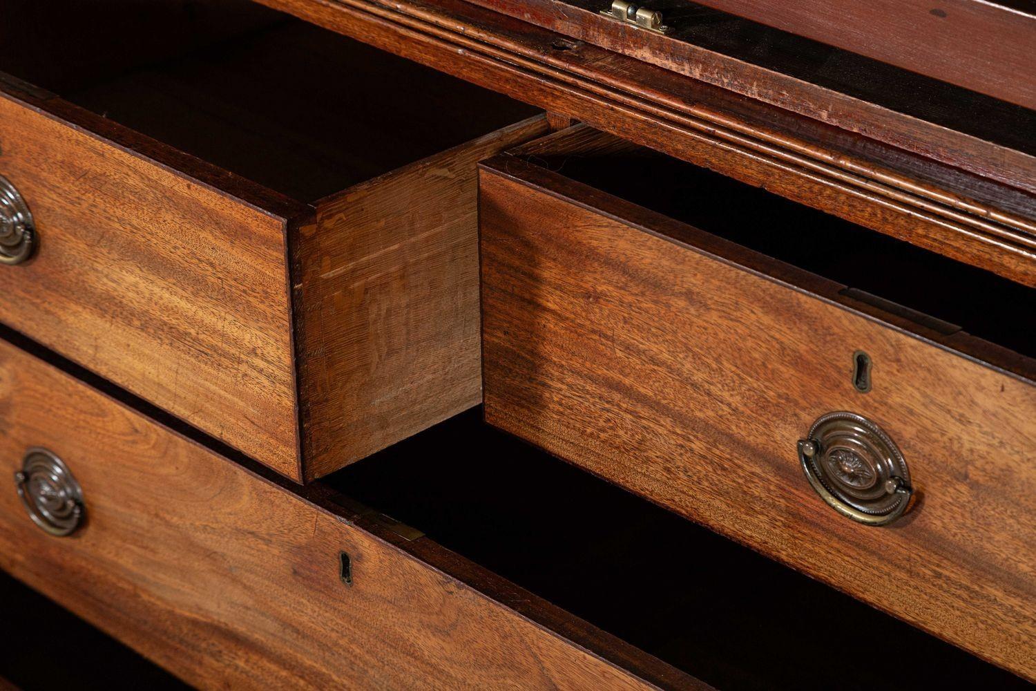 Large 19thC English Mahogany Breakfront Linen Press For Sale 13