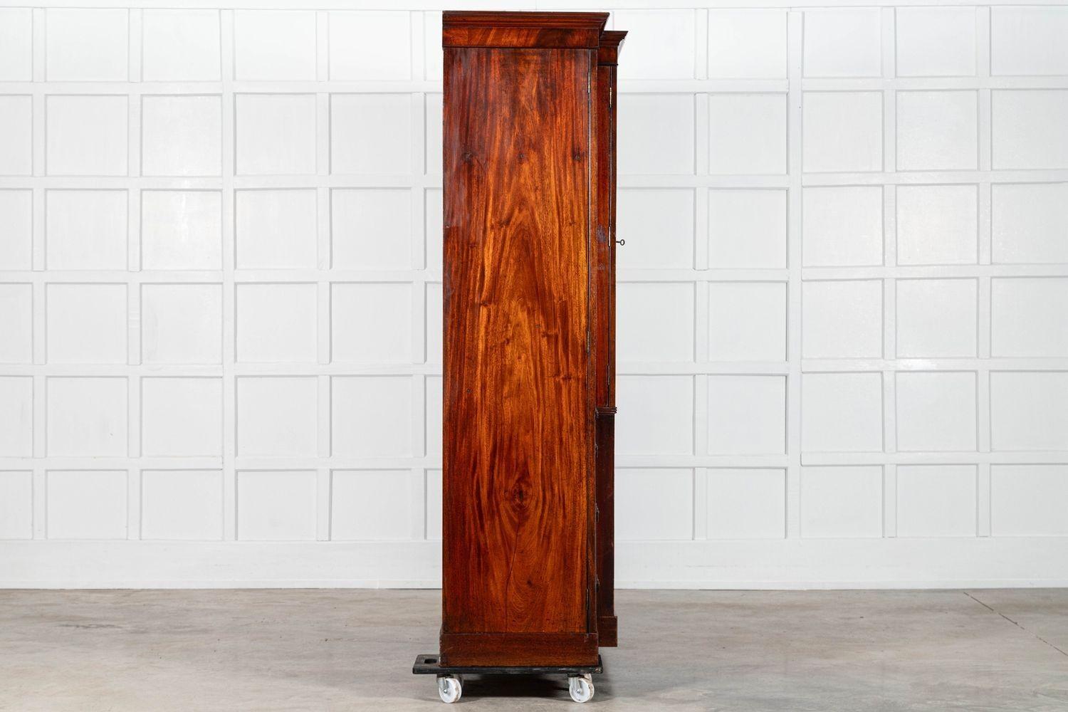 Large 19thC English Mahogany Breakfront Linen Press For Sale 3