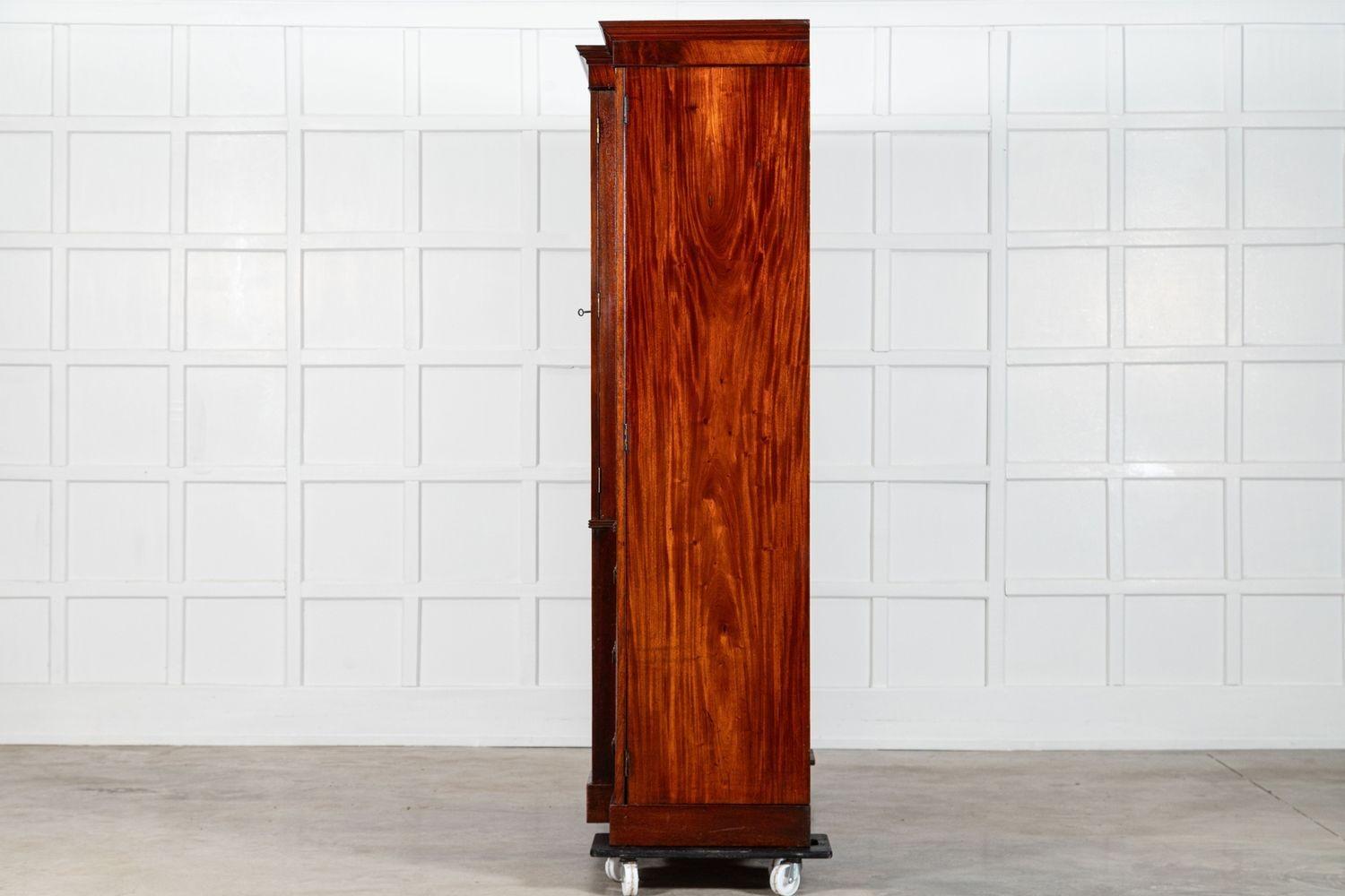 Large 19thC English Mahogany Breakfront Linen Press For Sale 4