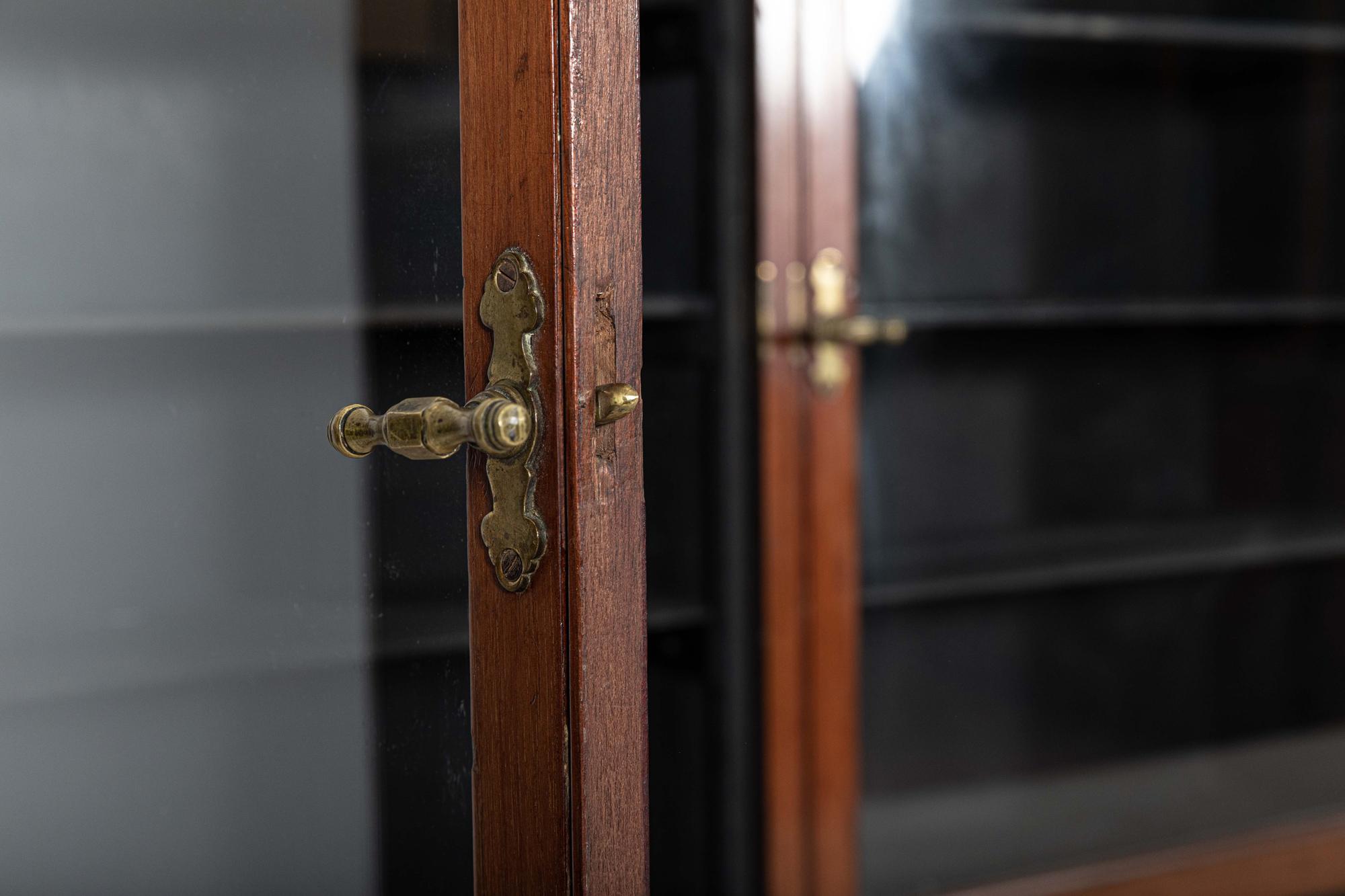 Large 19thC English Mahogany Glazed Apothecary Wall Cabinet For Sale 6